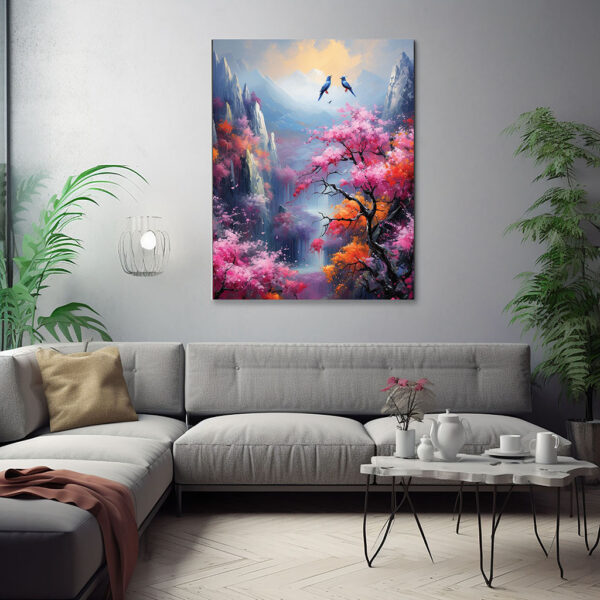 Floral Landscape Textured Wall Art Nature Flower Scene For Home Decor-0101