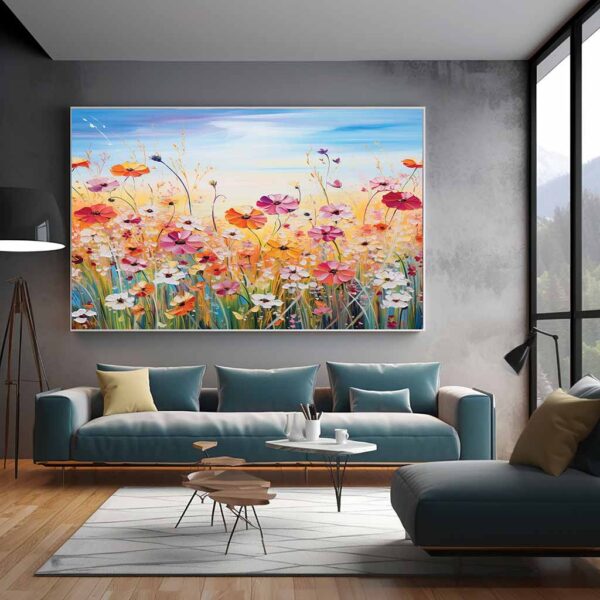 Abstract and Colorful Botanical Wall Art Neutral Wall Minimalist Oil Art-0106