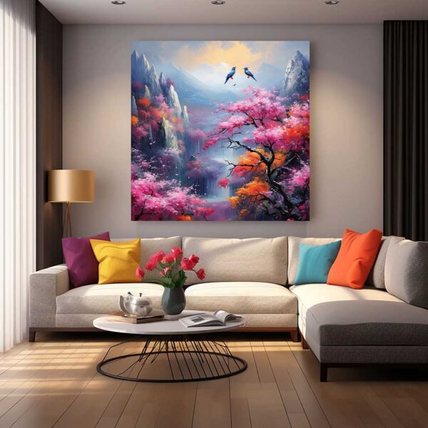 Floral Landscape Textured Wall Art Nature Flower Scene For Home Decor-0101