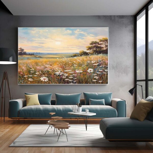 Colorful Floral Texture Wall Art Painting on Canvas Living room Wall Art Vibrant Nature Home Wall Art Set-0104