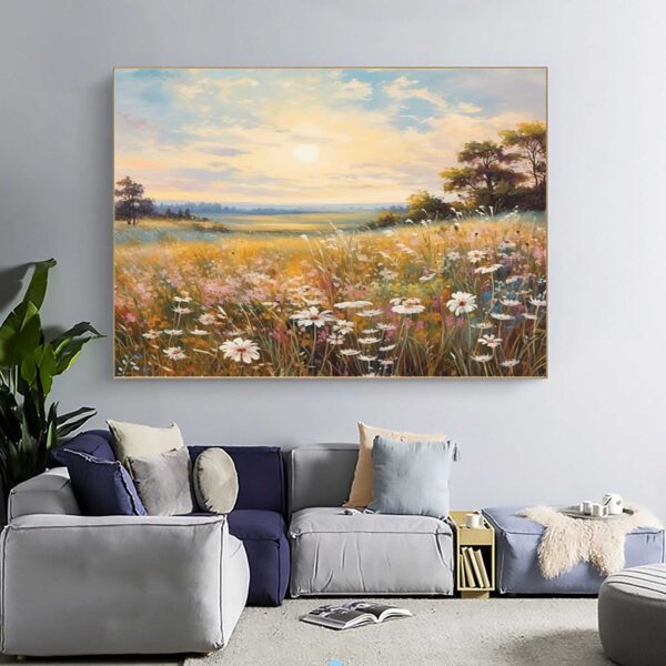 Colorful Floral Texture Wall Art Painting on Canvas Living room Wall Art Vibrant Nature Home Wall Art Set-0104