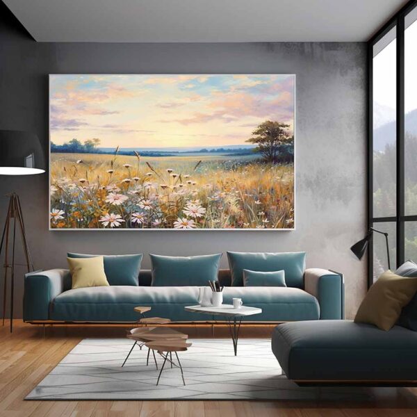 Colorful Floral Texture Wall Art Painting on Canvas Living room Wall Art Vibrant Nature Home Wall Art Set-0104