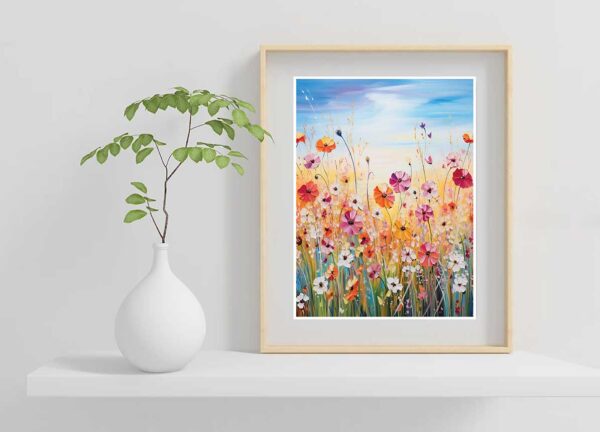 Abstract and Colorful Botanical Wall Art Neutral Wall Minimalist Oil Art-0106