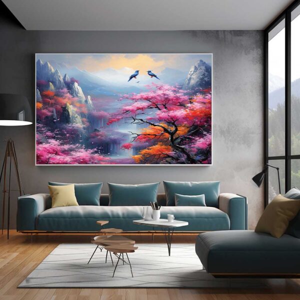 Floral Landscape Textured Wall Art Nature Flower Scene For Home Decor-0101