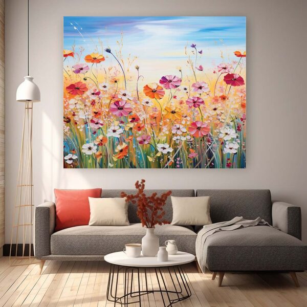 Abstract and Colorful Botanical Wall Art Neutral Wall Minimalist Oil Art-0106