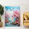 Abstract Floral Painting Colorful Textured Flowers on Canvas Wall Art-097
