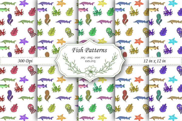 Mockup new Seamless Fish Pattern with Bows