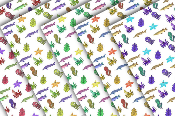 Mockup new Seamless Cute Fish Pattern, Seamless Fishing Background Pattern-056