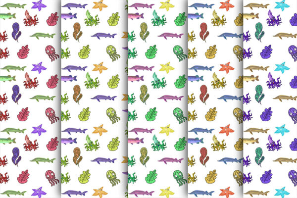 Mockup new Seamless Cute Fish Pattern, Seamless Fishing Background Pattern-056