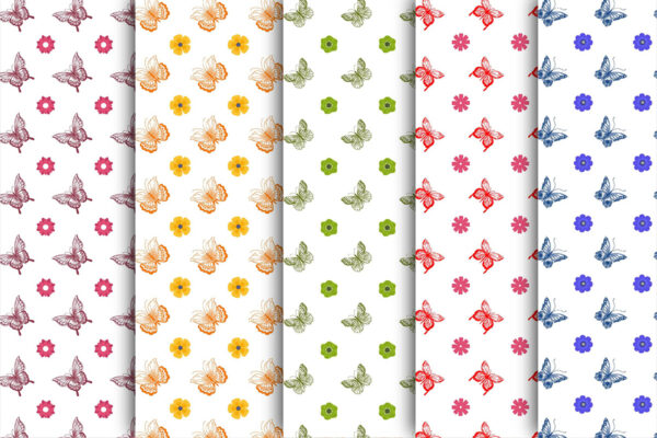 Digital Watercolor Spring Floral Butterflies Seamless Pattern File for Commercial Use-058