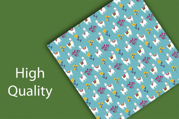 Mockup new Llama Wildflower Field Seamless Pattern, Cute Nursery Animal Design-059