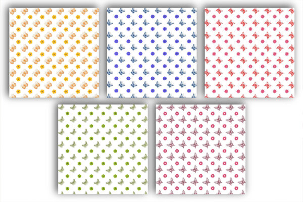 Digital Watercolor Spring Floral Butterflies Seamless Pattern File for Commercial Use-058