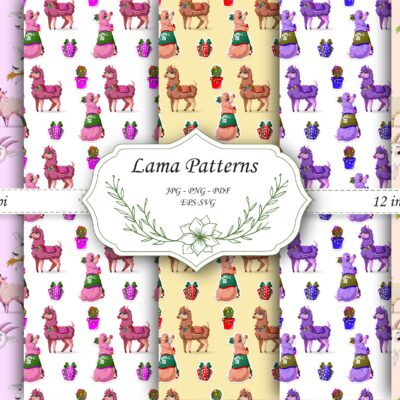 Cute Alpaca Seamless Pattern