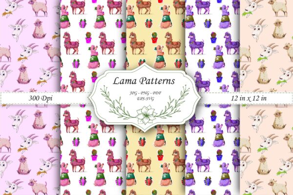 Cute Alpaca Seamless Pattern