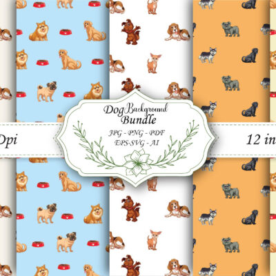 Pet Dog Digital Papers 300 DPI Highest Quality, pet dog scrapbooking