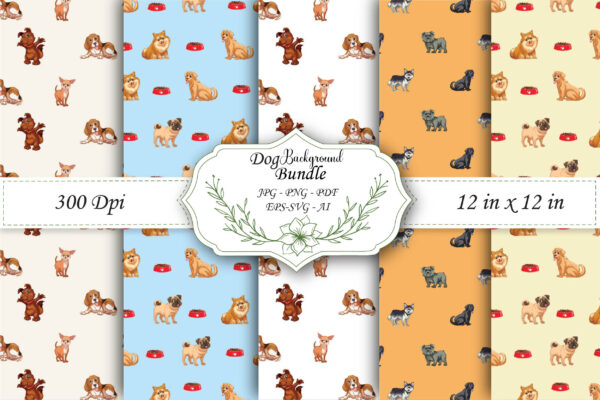 Mockup new Pet Dog Digital Papers 300 DPI Highest Quality, pet dog scrapbooking