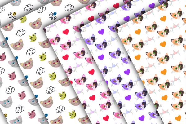 Cat Lovers Seamless Pattern, Kitties Digital Downloa055