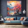 Colorful Blossoms, Textured Abstract Canvas Wall Art Set-078