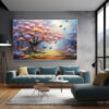 Large Autumn Forest Oil Painting Colorful Tree Natural Landscape Wall Art-079