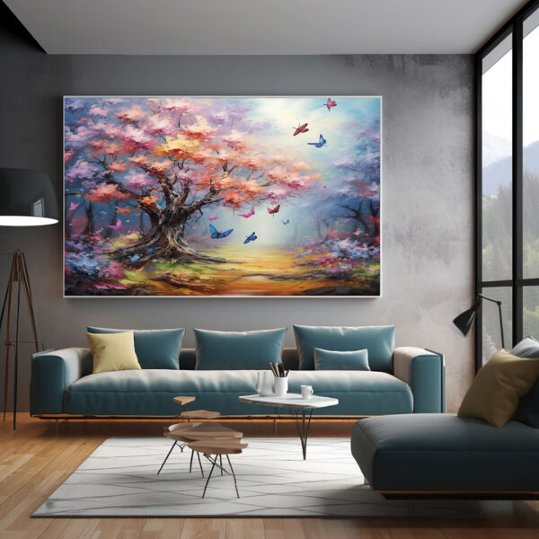 Colorful Blossoms, Textured Abstract Canvas Wall Art Set-078