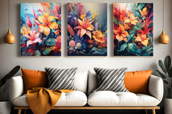 Abstract Flower And Colorful Wall Art