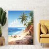Large Abstract 3D Beach Painting on Canvas Original Blue Sky Texture Wall Art-083