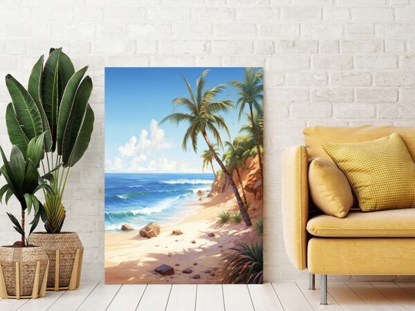 Large Abstract 3D Beach Painting on Canvas Original Blue Sky Texture Wall Art-083