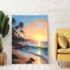 Tropical Beach Canvas Painting Paradise Coastal Wall Art-082