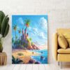 Scenic Tropical Beach Canvas Print For Wall Decor-087