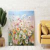 Vibrant Blooming Textured Flowers Wall Art-091