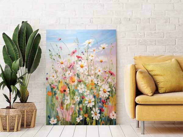 Vibrant Blooming Textured Flowers Wall Art-091