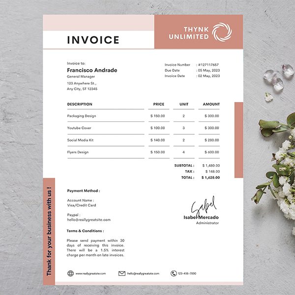 Canva Editable Invoice Template Instant Download