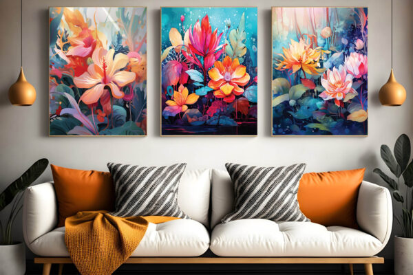 Abstract Colorful Flower Wall Art