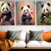 Cute Panda Digital Art Wall Print Set-072