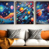 The Space Wall Art with planets