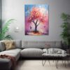 Blossoming Tree Texture Wall Art 3D Floral Plant Landscape Painting-077