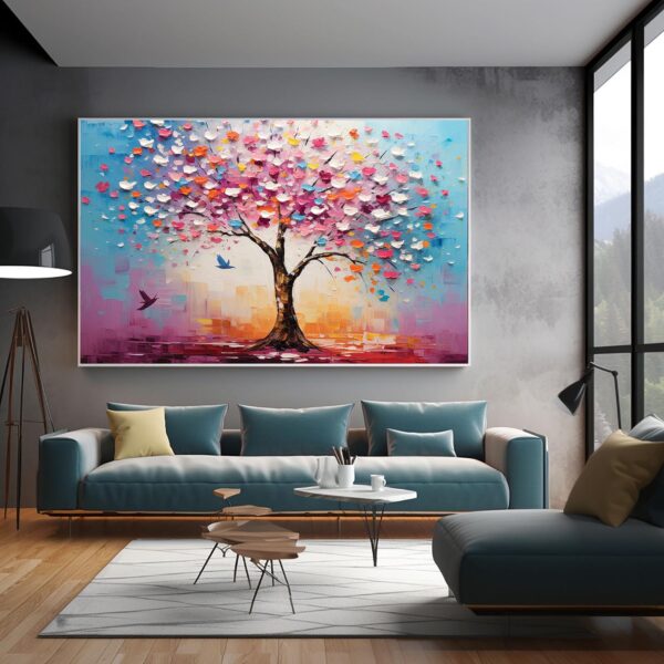 Abstract Textured Wall Decor Blooming Tower Tree-076