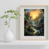 Jungle Wildlife Scene Canvas And Monkeys Wall Art-064