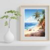 Large Abstract 3D Beach Painting on Canvas Original Blue Sky Texture Wall Art-083