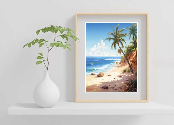 Large Abstract 3D Beach Painting on Canvas Original Blue Sky Texture Wall Art-083