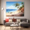 Large Abstract 3D Beach Painting on Canvas Original Blue Sky Texture Wall Art-083