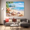 Scenic Tropical Beach Canvas Print, Tropical Wall Decor, Ocean Wall Art Set-085