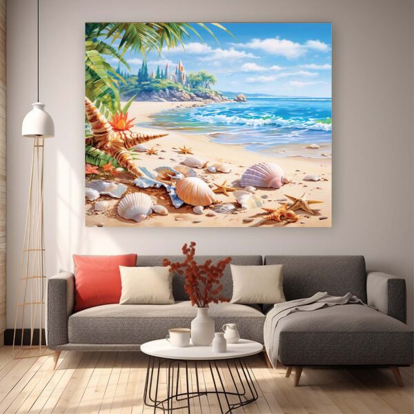 Scenic Tropical Beach Canvas Print, Tropical Wall Decor, Ocean Wall Art Set-085