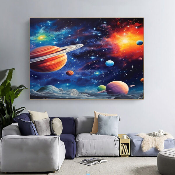 The Space Wall Art with planets