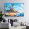 Scenic Tropical Beach Canvas Print, Tropical Wall Decor, Ocean Wall Art Set-085
