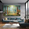Vibrant Horizontal Painting 3D Textured Forest Wall Art Set-070