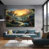 Jungle Wildlife Scene Canvas And Monkeys Wall Art-064