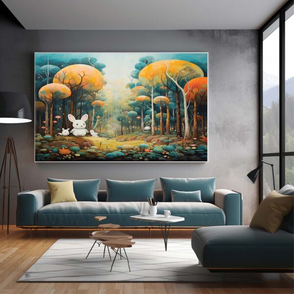 Forest Trees Painting And Canvas Natural Landscape Wall Art-073