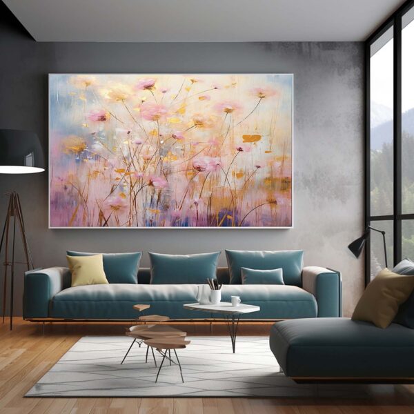 Abstract Colorful Flower Painting on Canvas Wall Art Set-093