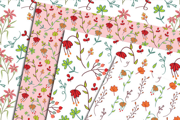 Boho Seamless Digital Papers, Little Flowers, Commercial Use Digital Paper-045